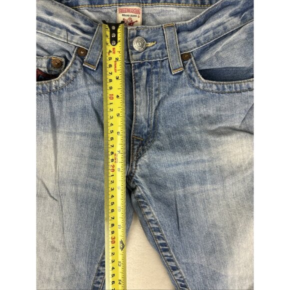 True Religion Jeans Mens Light Blue Size 31 x 32 with Red Stitch Made In USA Y2K - Picture 5 of 11